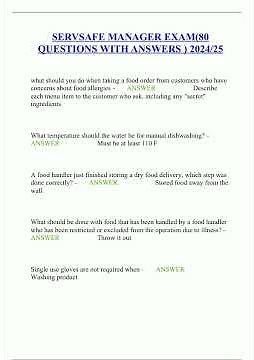 SERVSAFE MANAGER EXAM80 QUESTIONS WITH ANSWERS 202425 what should you do when taking a food order fr