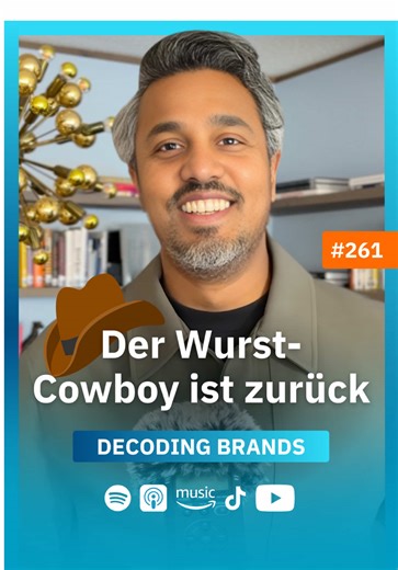 Der Wurst-Cowboy ist zurück: 🤠 Rügenwalder Mühle mit neu aufgelegten Kult-Spot (#261) @Rügenwalder Mühle Jetzt die ganze Folge anhören und abonnieren. Überall, wo es Podcasts gibt: Decoding Brands. (Link in der Bio) Rügenwalder, das Fundstück der Woche, interpretiert seinen Kult-Spot von 1996 neu und bringt den Wurst-Cowboy in die Gegenwart. Mit Wilson Gonzalez, Späti statt Metzgerei und klarer Haltung zur gesellschaftlichen Mitte verbindet die Marke Nostalgie mit moderner Relevanz – generation