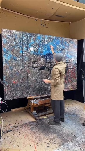 Paul Kenton on Instagram: "Sketch to large scale work. This one gave me the idea to use abstract backgrounds. #art #painting #artist #painter #fyp"