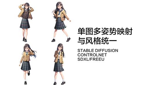 Stable Diffusion单图多姿势映射与风格统一