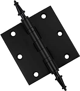 Embassy Solid Brass Door Hinges – 3.5 x 3.5 Inch, Heavy Duty, Black, Ball Bearings, Rust Resistant Stainless Steel Pin, Architectural Designer Grade, Home Improvement, 2 Pack