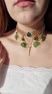 Chainmail Necklace Green Ivy Leaf, Fairy Warrior Chocker, Knightcore Jewelry - Etsy
