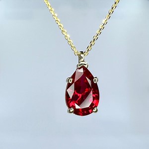 Ruby Necklace Pendant 14K Solid Gold, Pear Shaped Ruby Necklace, Teardrop Ruby Pendant, July Birthstone Jewelry, Everyday Necklace, #8156 - Etsy