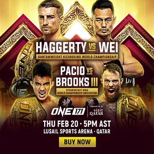 🚨 WE'RE BACK 🚨 ONE Championship returns to Qatar with another blockbuster spectacle at Lusail Sports Arena on February 20, 2025! Fans will be treated to the best martial arts action on the planet, as ONE Bantamweight Kickboxing World Champion Jonathan Haggerty puts his gold on the line against Chinese superstar Wei Rui. Also, reigning king Joshua Pacio and interim champ Jarred Brooks meet in a trilogy match to unify the ONE Strawweight MMA World Title, and more! 🚨 عدنا 🚨 بطولة "ون" تعود إلى 