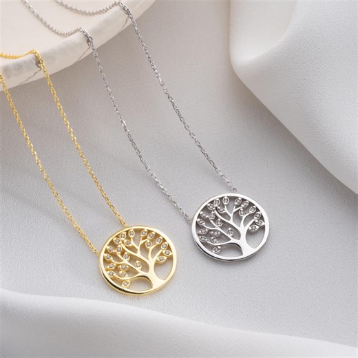 Tree of Life Necklace, Family Tree Pendant With Diamond, Sentimental Gift for Mom on Mother's Day, Dainty Grandma Gift, Spiritual Jewelry - Etsy