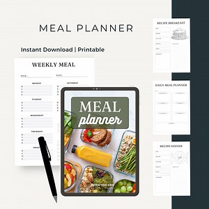 Printable Meal Planner: Weekly Menu, Recipes, Grocery List (digital Download - Etsy