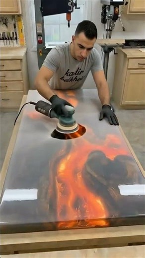 The Most Satisfying Lava Epoxy Resin Table Build Ever ✨🪵 #shorts