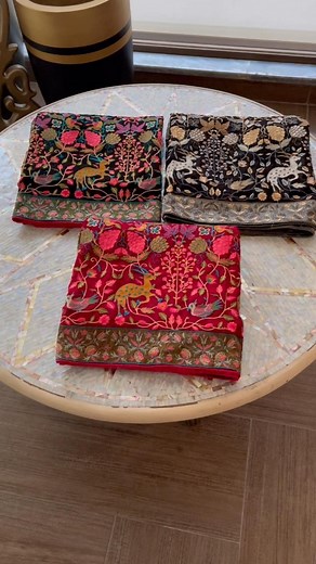 Mahweshofficial | The Shikargah Chaadar in multi coloured embroidery on black base and maroon!! Also,the classic black colour is restocked..Our bestseller... | Instagram