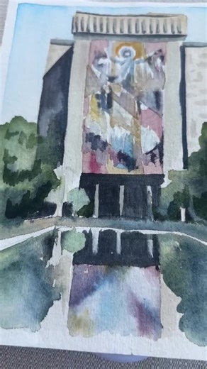 University of Notre Dame Touchdown Jesus Hesburgh Library Watercolor Art Print - Etsy
