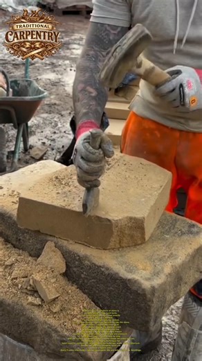 Stone Shaping by Hand with Mason Chisel and Hammer #stonemasonry #construction #tools