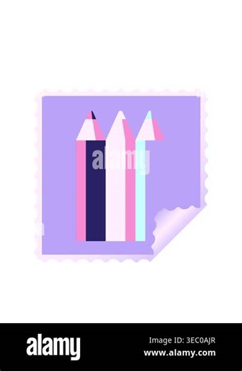 blinking radial lines animation of color pencils graphic square sticker stamp Stock Video Footage - Alamy