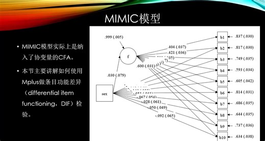 MPLUS条目功能差异检验（MIMIC模型）