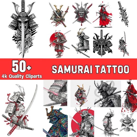 Tattoo Designs - 50  Samurai Theme - Black&white - Etsy