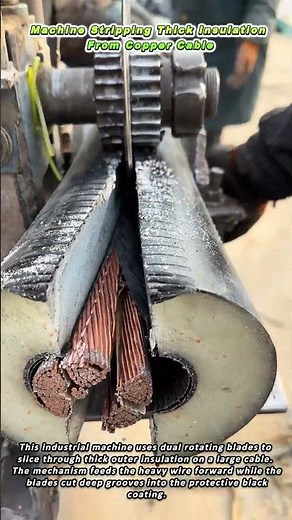 Machine Stripping Thick Insulation From Copper Cable