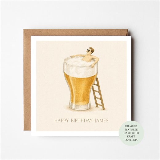 Personalised Beer Birthday Card, Funny Pint Glass, Beer Lover Gift for Him - Etsy