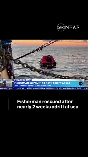 A man adrift in a tiny life raft in the sea for nearly two weeks was found by boaters and rescued. Another mariner remains missing.