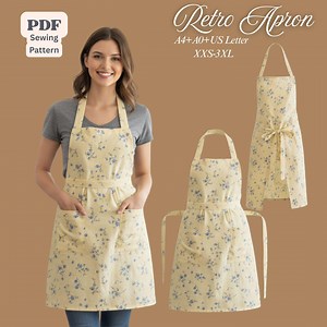 Retro Apron Pattern PDF: XXS–3XL, Kitchen Apron Sewing Pattern, Instant Download - Etsy