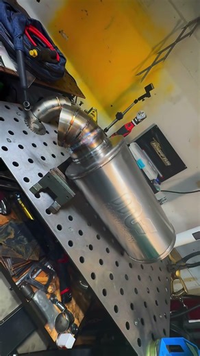 Vibrant pie cut turn down for this 4” magnaflow muffler for the turbo ls rx7 #lsswap #turbo #mazda