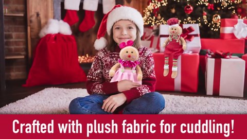 Christmas Gingerbread Plush Dolls, Set of 2 - 17" Boy & Girl Cute Shelf Decorations - Fun Kids Holiday Toy Elf Buddy, Tree, or Stocking Stuffer w Festive Santa Outfits, Mantel Decor, Gift for Xmas