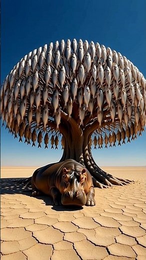 A Fish Tree Grew in the Desert | Shocking Ending | #ai #fishing #hippo