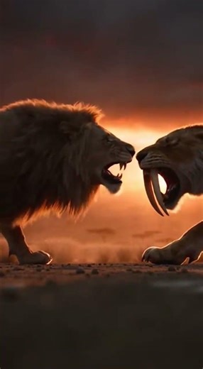 Lion vs Saber-Tooth Tiger… Who Wins This Prehistoric Battle? 🦁🦷
