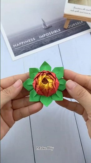 How to Make Easy Paper Lotus Flower 🌸 | Beautiful DIY Lotus Craft Tutorial #shorts #origamilovers