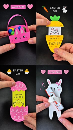DIY Easter Paper Crafts 🐰🎁🐣 Cute EASTER Bunny & Chicken Gift idea 💖 #diy #papercraft