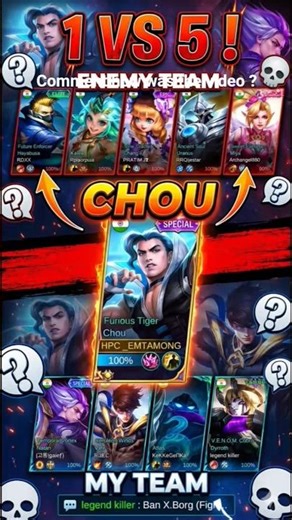 chou vs 5 enemy #gusionfreestyle