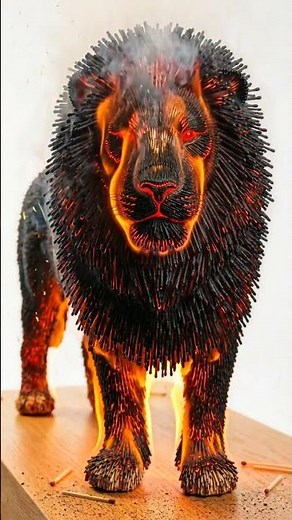 Lion 🦁 on Fire 🔥 | Epic Burning Effect 🤯 #LionOnFire #BurningLion