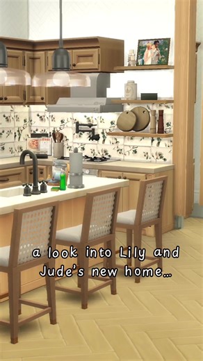 Here is Lily and Jude’s new home all decorated! This build is the “it’s a good house Reno” by jenniferjhill on the gallery! I kept her exterior but redid the inside, I also replaced some of the doors/windows with cc #simstok #thesims4 #sims4legacy #fyp #simsstory