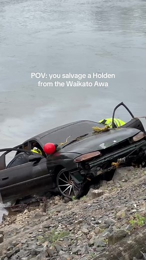 Salvaging a Holden from the Waikato Awa