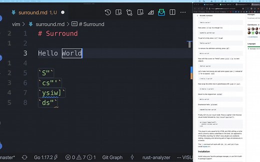 VS Code 学 VIM ：surround