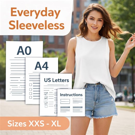 Everyday Sleeveless Top Sewing Pattern XXSXL Size Range A0, A4 US PDF Beginner Friendly Pattern - Etsy