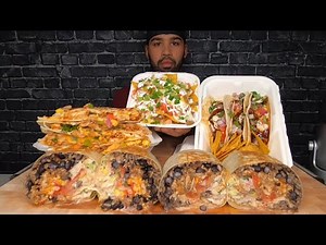 (ASMR) BURRITOS, TACOS, NACHOS, AND QUESADILLA MUKBANG