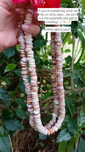 POKAUAI - Hawaiian shell Jewelry on Instagram: "Rainy days? Seashells out, creativity on! 🌧️🐚✨ Yesterday we spend the whole day selecting the shells to make these two Puka Shell Leis... Real Puka shell From Kauai Handpicked by me at nordshore 25"-26" inches Unisex DM for info What do you think? #pukashell #shelling #pukaleijewelry #kauaishells #kauaijewelry"