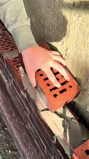Step by step installing hollow manifold bricks to create thermal insulation layer #construction