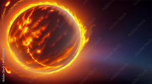 Abstract Burning Earth Surface Animated Background. Global warming and climate change concept. The globe is on fire. End of the World.