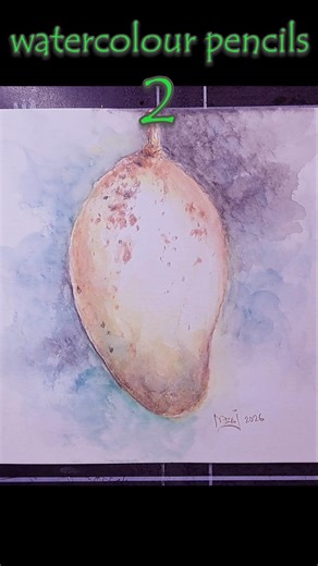 Lukisan 2 | Watercolour Pencils | Buah Mangga. #watercolourpencils #art #drawing
