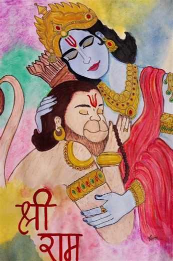 Shree Ram Ji & Hanuman Ji Painting 🙏🎨 | Devotional Art | #RamJi #HanumanJi #Shorts