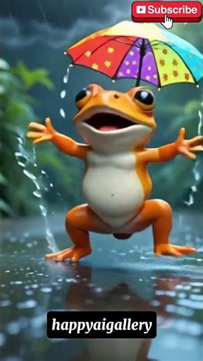 🐸 Frog Singing & Dancing in Rain🐸#FrogDance #Frog #RainDanc #AnimalShorts #YouTubeShorts #funny #ai
