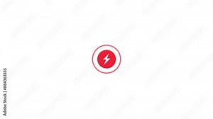 Fast charging icon, wireless battery charging concept, charging animation with radio wave, electric thunder power charging.