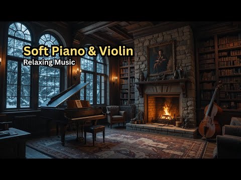 24/7 Relaxing Piano & Cello Music for Deep Sleep - Cozy Fireplace & Moonlight