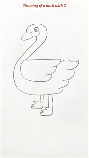 Drawing of a duck with 2 , easy step by step 🎨🖌️✏️