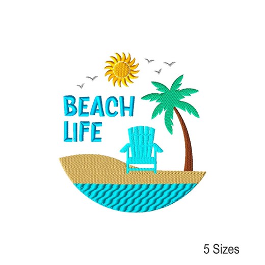Summer Machine Embroidery Design: Beach Instant Download Embroidery Files (5 Sizes) - Etsy