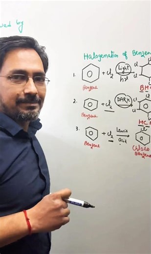 Chlorination of Benzene || Electrophilic substitution reaction of Benzene#shortsfeed