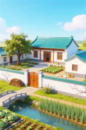 Simple. Clean. Peaceful. Traditional. PERFECT. 🏡✨ A teal roofed courtyard home, a gentle