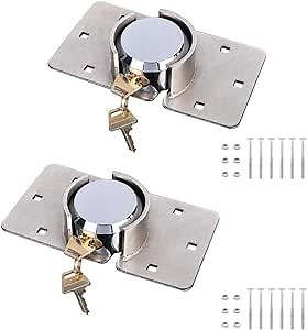 2 Pcs Van Door Locks Heavy Duty Solid Steel Hidden Shackle Padlock Keyed Alike 73MM Garage Shed Lock Easy Install Van Garage Door Cargo Trailer Security Hasp Padlock W/4 Keys