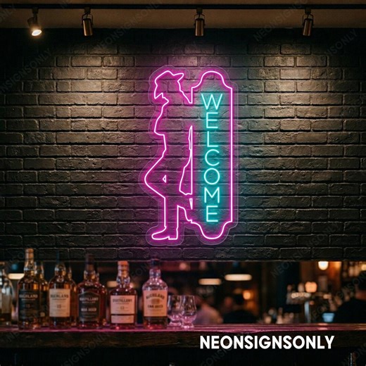 Cowboy Welcome Neon Sign Led Western Bar Decor, Cowboy Light Wall Art Gift for Home Bar Rustic Western Wall Sign, Cowboy Silhouette Neon - Etsy