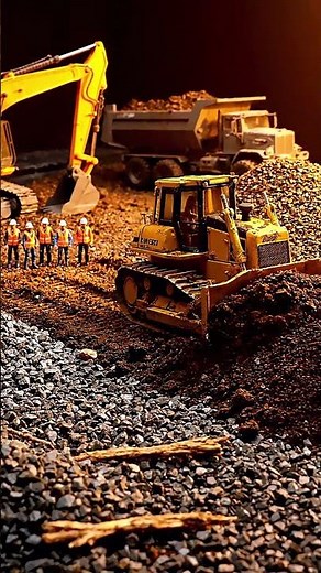 Miniature Construction Site in Action! 🚧 Heavy Equipment & Tiny Workers