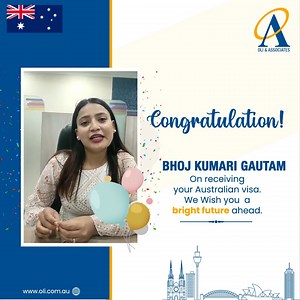 We would like to Congratulate Ms. Bhoj Kumari Gautam on receiving her Visa for Australia. We wish her a successful career and journey ahead. Oli & Associates **20 Years of Excellence** For Further details: Contact us at: 01-4012500 / 01-4012555 Location: Star Mall, Putalisadak, 3rd Floor #OliandAssociates #visaapproval #Australia #australianvisa #studyinaustralia #studyabroad | OLI & Associates Nepal